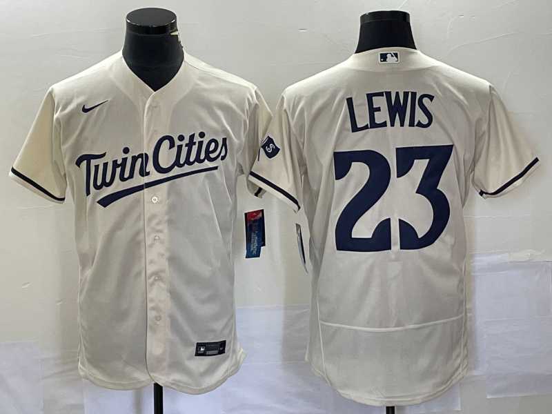 Men%27s Minnesota Twins #23 Royce Lewis Cream Flex Base Stitched Baseball Jersey->new york mets->MLB Jersey